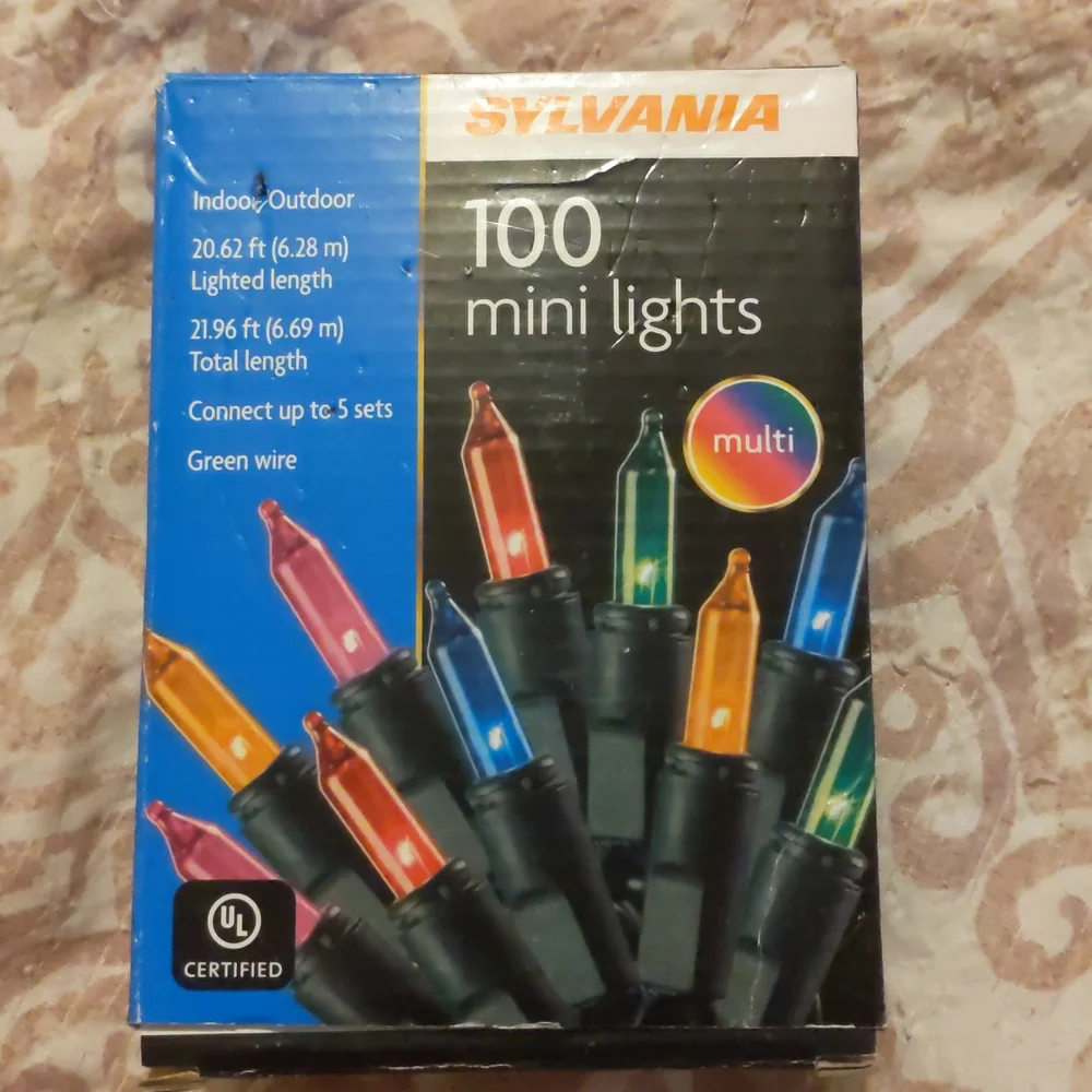 SALE SYLVANIA Mini Christmas Tree Holiday 100 Mini Lights, Multicolor